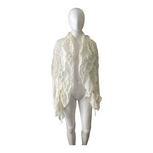 Forever 21 Elegant White Ruffled Shawl
